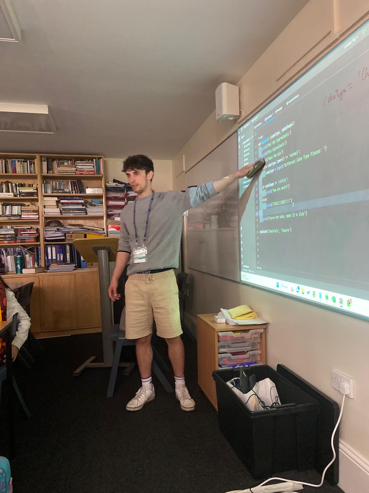 Barney teaching students